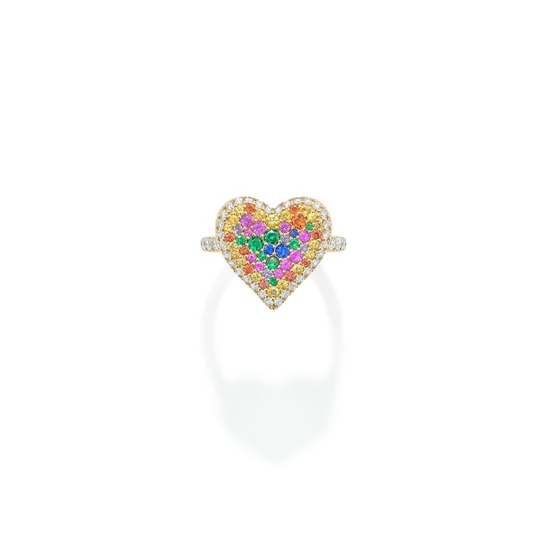Robinson Pelham Fortune Rainbow Pave Heart Ring