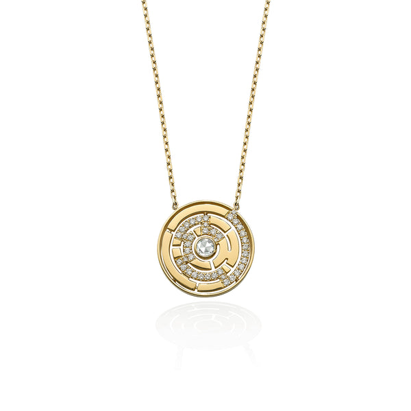 robinson pelham Labyrinth Round Diamond Pendant