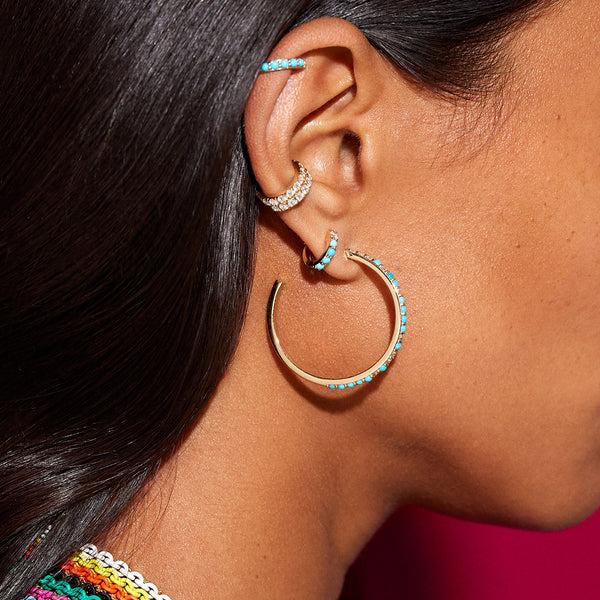 Robinson Pelham Single Orb Hoop Turquoise Medium