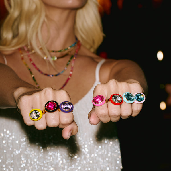 Robinson Pelham Rock Crystal Green Enamel Arena Ring