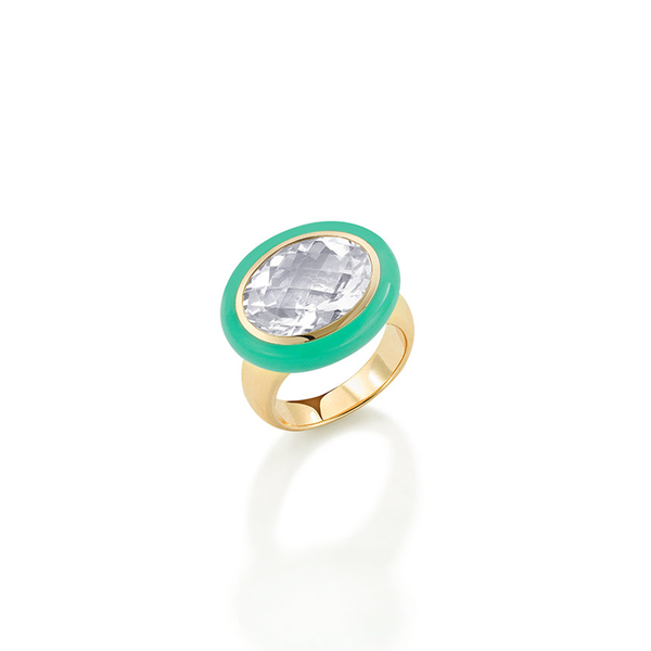 robinson pelham Rock Crystal Green Enamel Arena Ring