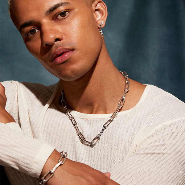 Robinson Pelham Short White Gold Identity Necklace With Diamond Bar