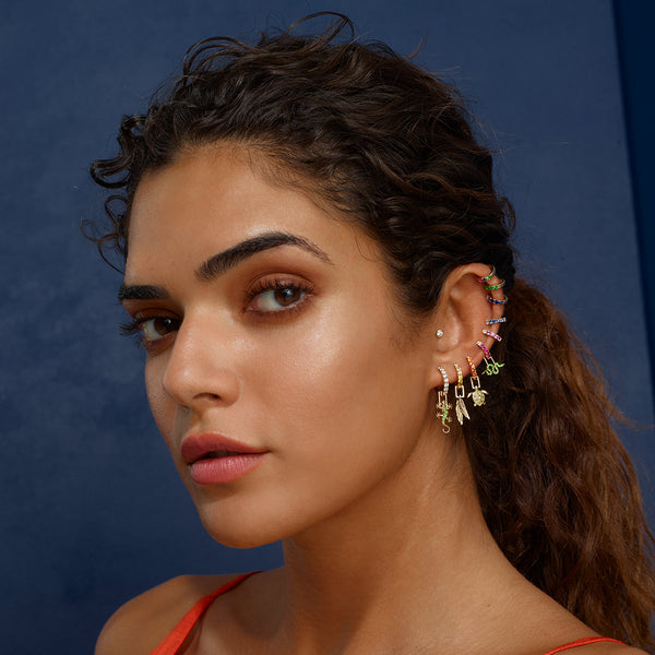 Robinson Pelham Single Orb Hoop Orange Sapphire Large