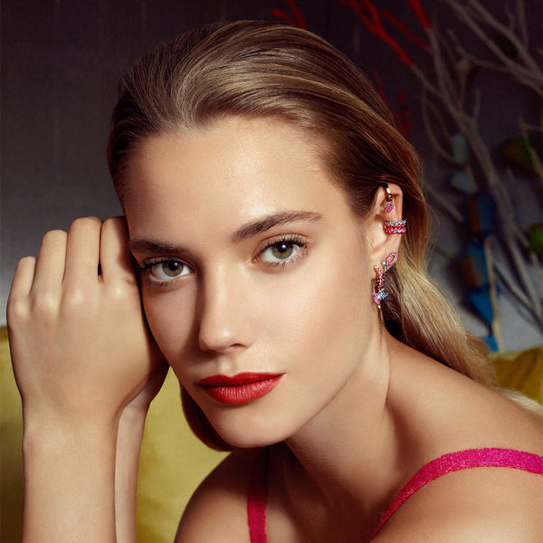 Robinson Pelham Single Orb Hoop Pink Sapphires Midi