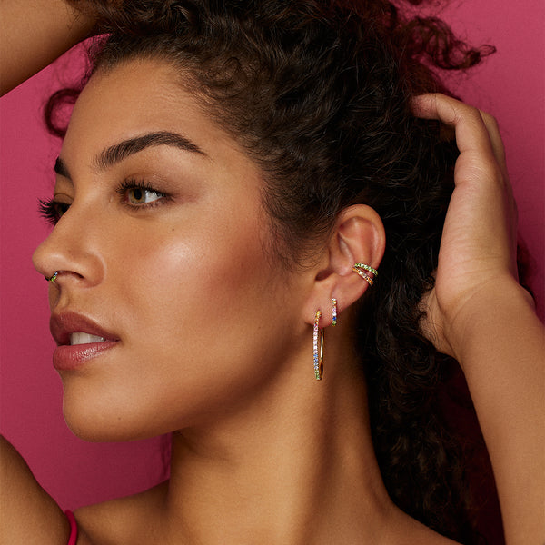 Robinson Pelham Single Orb Hoop Rainbow Sapphire Large