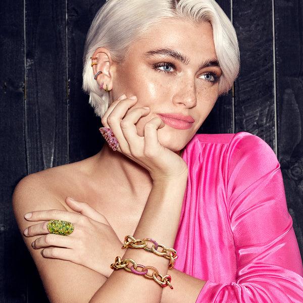 Robinson Pelham Single Orb Hoop Rainbow Sapphire Large