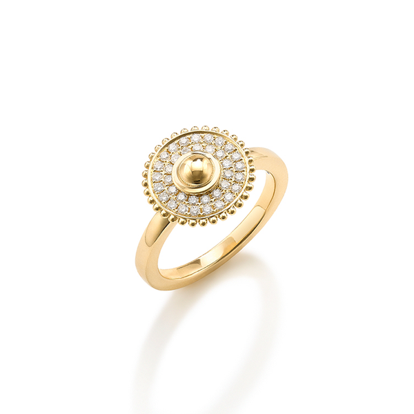 robinson pelham Spinner ring with diamonds in 14ct yellow gold