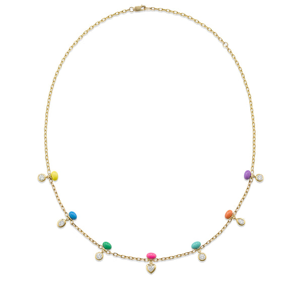 robinson pelham Sputnik Diamond Rainbow Enamel Necklace
