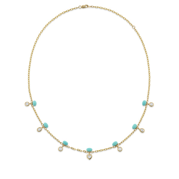 robinson pelham Sputnik Diamond Turquoise Enamel Necklace