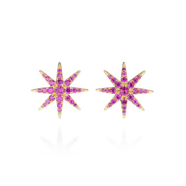 robinson pelham Tsar Star Blaze Pink Sapphire Stud Earrings