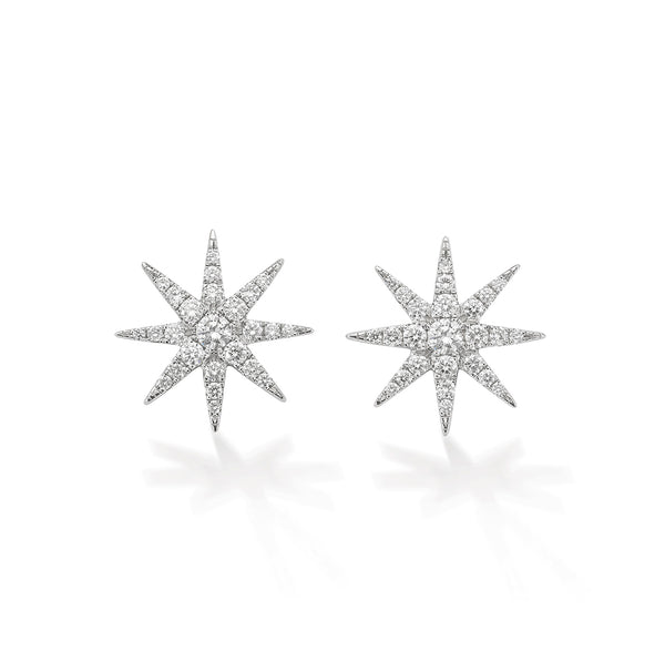robinson pelham Tsar Star White Gold And Diamond Stud Earrings