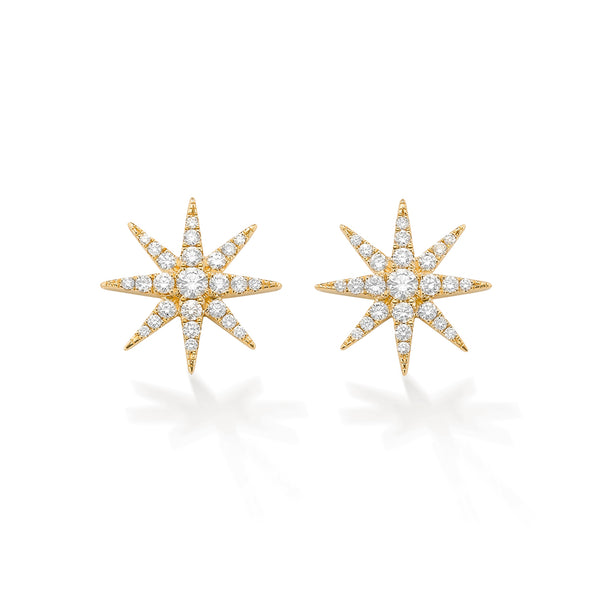 robinson pelham Tsar Star Yellow Gold And Diamond Stud Earrings