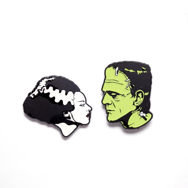 rock rebel Bride of Frankenstein & Frankenstein Enamel Pin Set