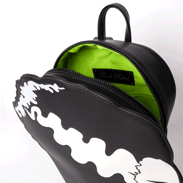 Rock Rebel Bride Of Frankenstein Monster Head Backpack