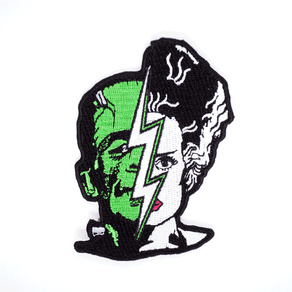 rock rebel Bride and Frankenstein Half Face Patch