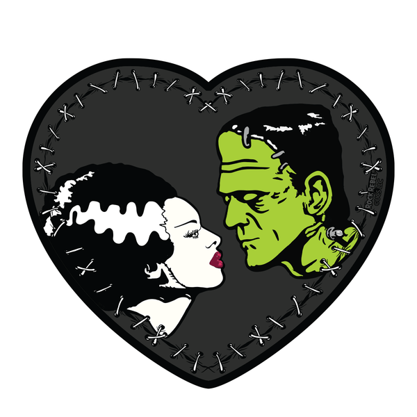 rock rebel Bride of Frankenstein Heart Sticker 4"