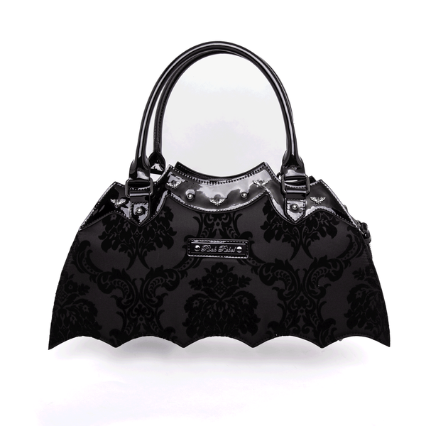 Rock Rebel Damask Bat Handbag In Black
