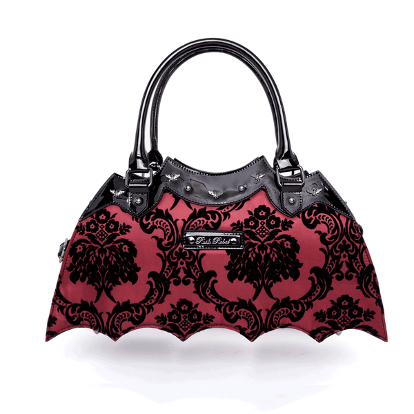 Rock Rebel Damask Bat Handbag In Red