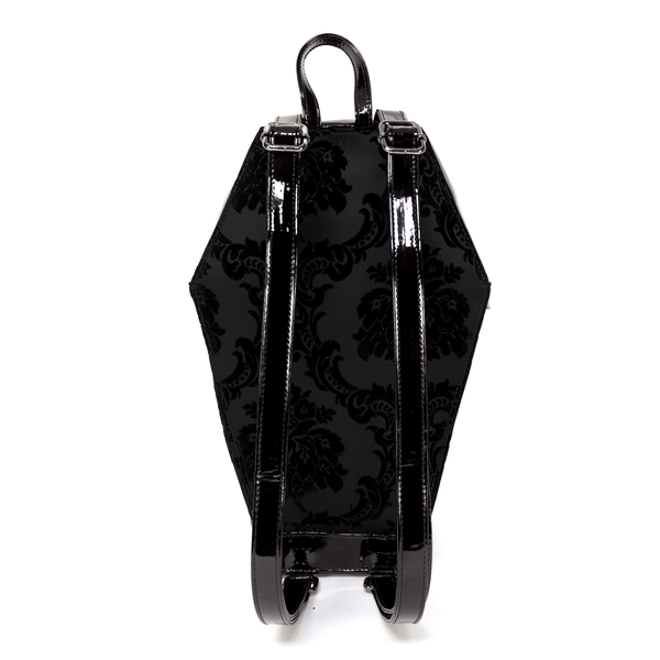 Rock Rebel Damask Coffin Backpack In Black