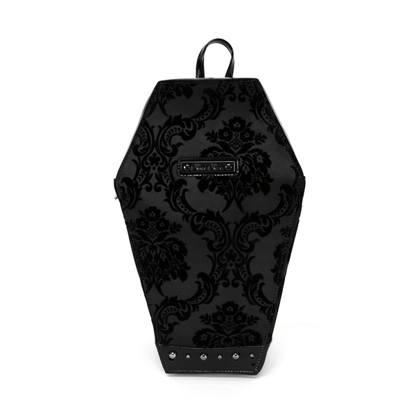 rock rebel Damask Coffin Backpack in Black