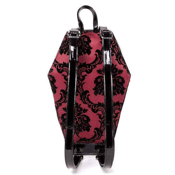 Rock Rebel Damask Coffin Backpack In Red