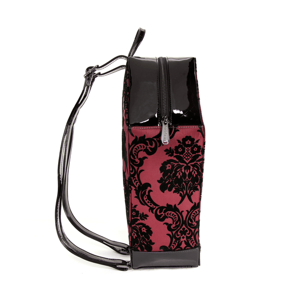 Rock Rebel Damask Coffin Backpack In Red