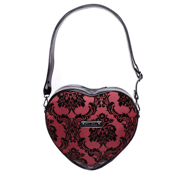 Rock Rebel Damask Heart Shoulderbag In Red