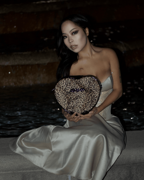 Rock Rebel Leopard Heart Shoulder Bag