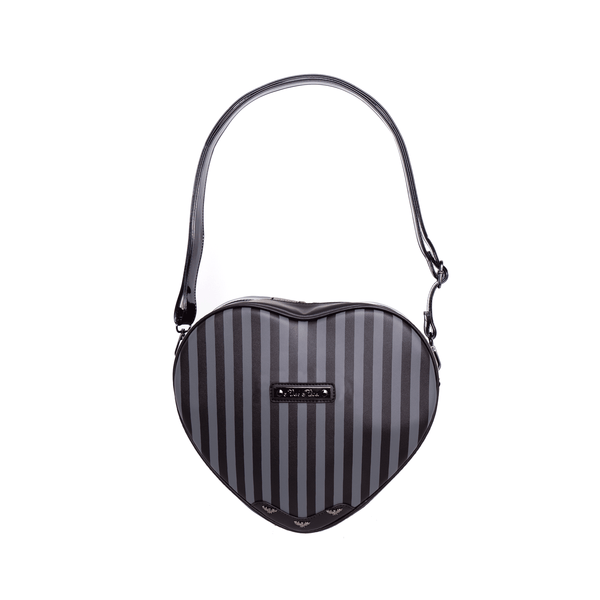 Rock Rebel Pinstripe Heart Shoulder Bag