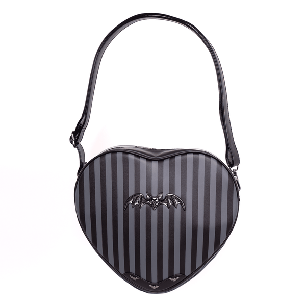 rock rebel Pinstripe Heart Shoulder Bag