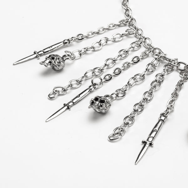 Rock Rebel Skull And Switch Blade Necklace