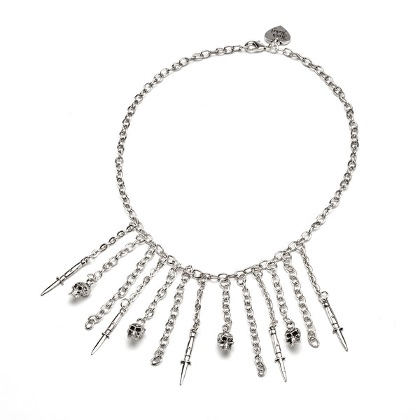rock rebel Skull and Switch Blade Necklace