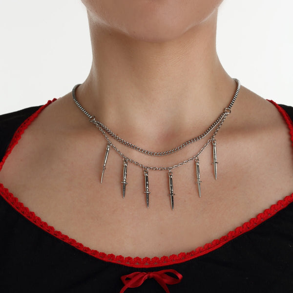 Rock Rebel Switchblade Double Chain Necklace