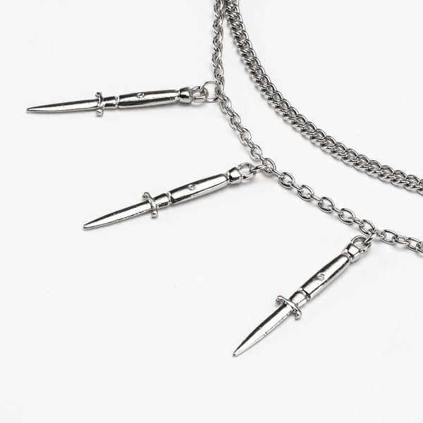 Rock Rebel Switchblade Double Chain Necklace