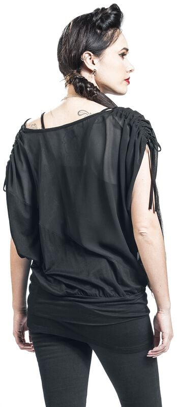 Rock Revival "2 In 1 Side Sleeve Chiffon Dress" T-Shirt Black By Forplay