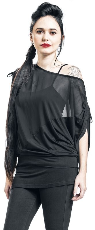 rock revival "2 in 1 Side Sleeve Chiffon Dress" T-Shirt black by Forplay