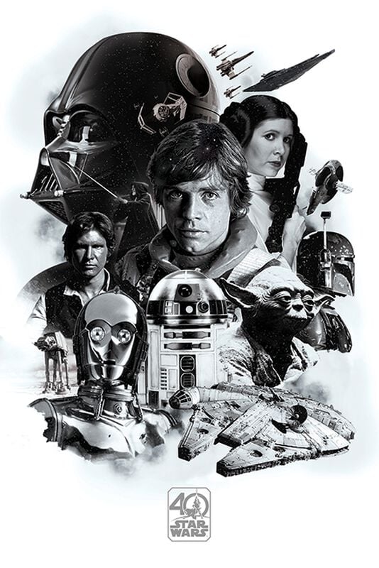 rock revival "40th Anniversary - Montage" Poster black-white by Star Wars