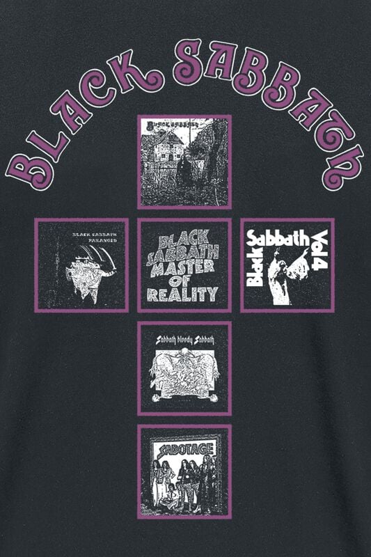 Rock Revival "Album Covers Cross" T-Shirt Black By Black Sabbath