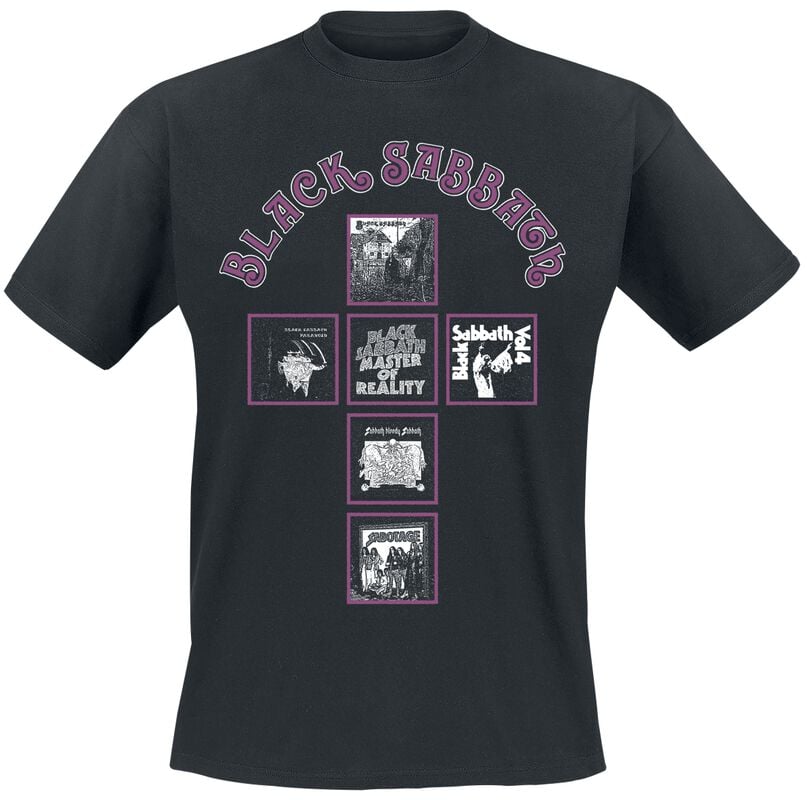 rock revival "Album Covers Cross" T-Shirt black by Black Sabbath