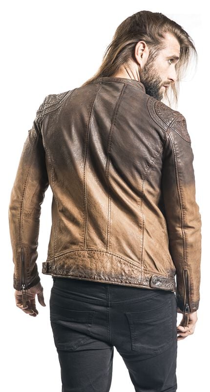 Rock Revival "Arne Slim Fit Lamov" Leather Jacket Dark Brown By Gipsy