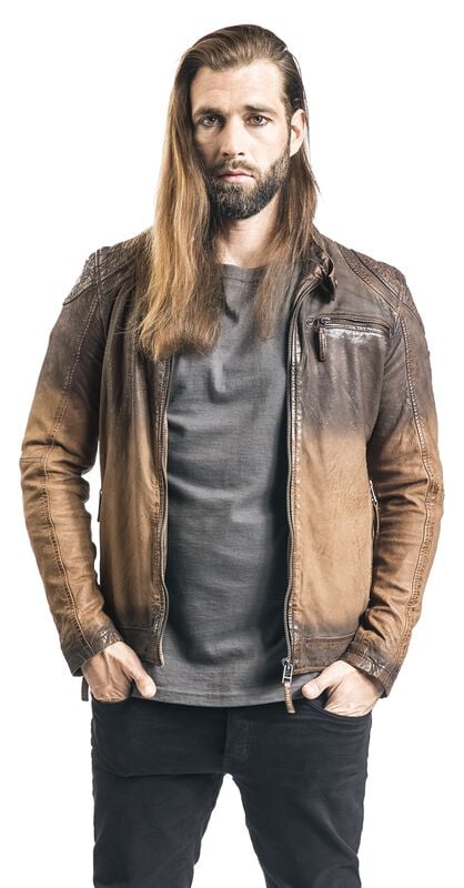 rock revival "Arne Slim Fit Lamov" Leather Jacket dark brown by Gipsy