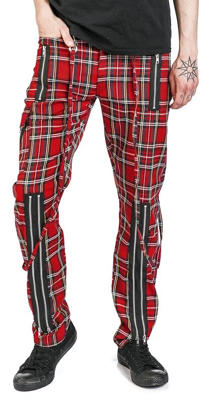 Rock Revival "Avengence Check" Cloth Trousers Red By Banned Alternative