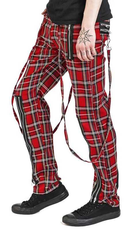 rock revival "Avengence Check" Cloth Trousers red by Banned Alternative