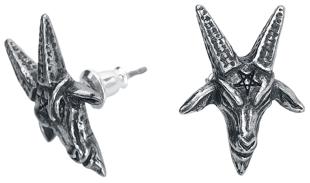 Rock Revival "Baphomet Studs" Stud Earring Set Silver-coloured By Alchemy Gothic