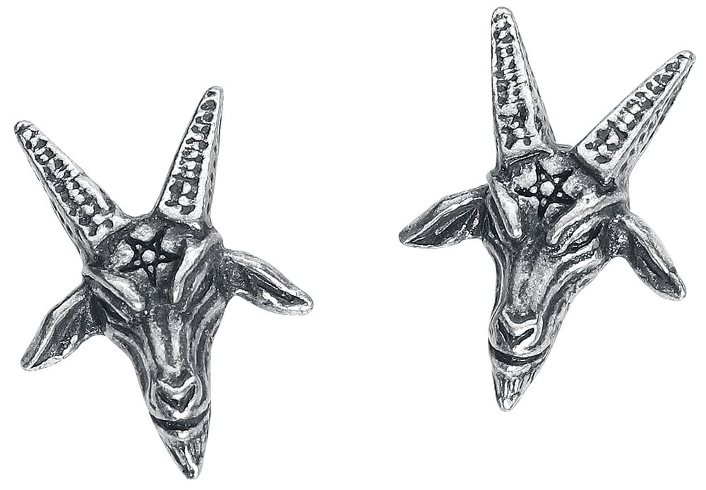 rock revival "Baphomet Studs" Stud Earring Set silver-coloured by Alchemy Gothic