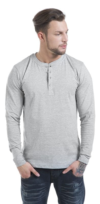 rock revival "Basic Henley" Long-sleeve Shirt grey by Urban Classics