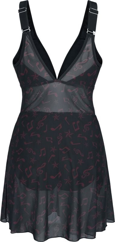 Rock Revival "Bathing Suit With Mesh Dress" Swimsuit Black/dark Red By Full Volume By EMP