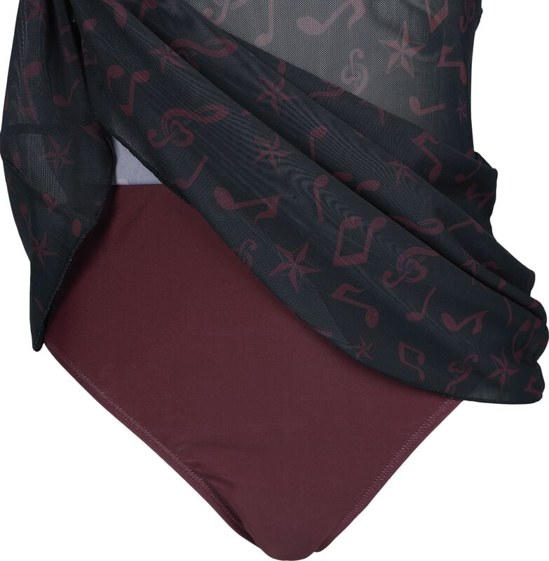 Rock Revival "Bathing Suit With Mesh Dress" Swimsuit Black/dark Red By Full Volume By EMP