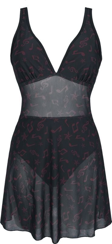 rock revival "Bathing Suit with Mesh Dress" Swimsuit black/dark red by Full Volume by EMP