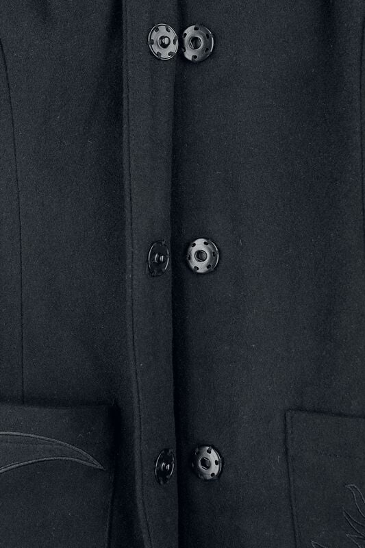 Rock Revival "Belted Coat With Sun & Moon Embroidery" Coat Black By Jawbreaker